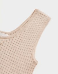 U-Neck Simple Plain Ribbed Tank Top