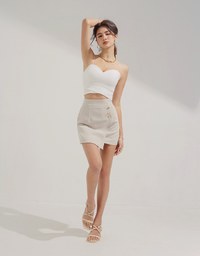 Thin Strap Sweetheart Neckline Crop Cami Top (With Padding)