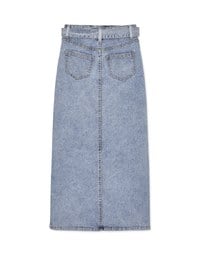 Denim Pencil Skirt With Side Slit (Belt Included)