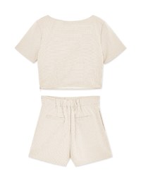 Square Neck Fine Gingham Top + Shorts Set Wear