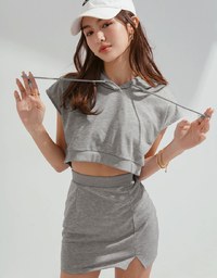 Casual Hooded Tank Dress Set