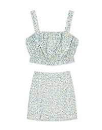Summer Ditsy Floral Crop Top Skirt Suit
