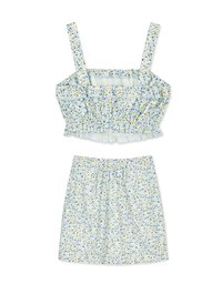 Summer Ditsy Floral Crop Top Skirt Suit