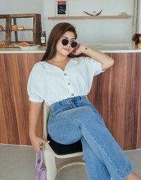 2WAY Button Down Cinched West Crop Top