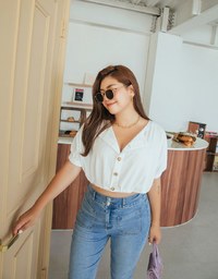 2WAY Button Down Cinched West Crop Top