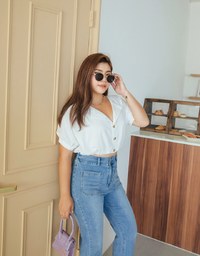 2WAY Button Down Cinched West Crop Top