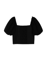 Retro Square Neck Puff Sleeves Crop Top