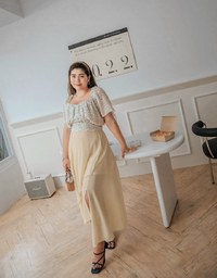 Irregular Layered Slit Flowy Maxi Skirt