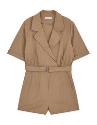 Smart Casual Suit Collar Playsuit (With Belt)