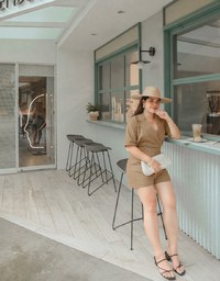 Smart Casual Suit Collar Playsuit (With Belt)