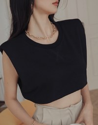 Crewneck Loose Tank Top (With Shoulder Pads)