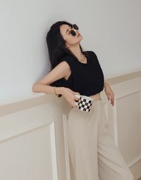 Crewneck Loose Tank Top (With Shoulder Pads)