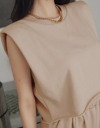 Crewneck Loose Tank Top (With Shoulder Pads)