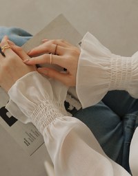 Sheer Chiffon Elastic Sleeve Blouse