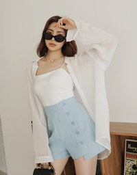 Single-side Button Asymmetrical Shorts