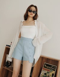 Single-side Button Asymmetrical Shorts