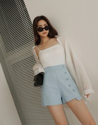 Single-side Button Asymmetrical Shorts
