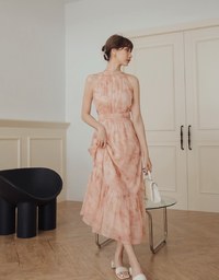 Dainty Tie-Dye Halter Maxi Dress