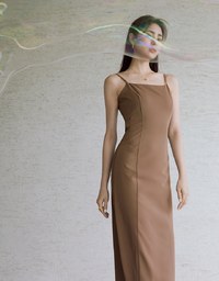【Vacanza】Thin Strap Back Cut Out Slit Maxi Dress