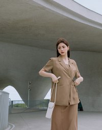 【Vacanza】Thin Strap Back Cut Out Slit Maxi Dress