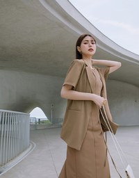 【Vacanza】Thin Strap Back Cut Out Slit Maxi Dress