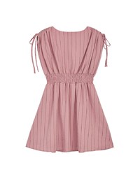 Shoulder Drawstring Striped Mini Dress