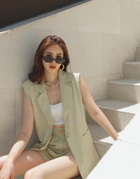 Smart Casual Back Slit Suit Vest (With Shoulder Pads)