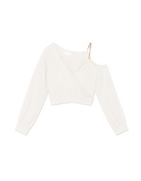 Overlapping One Shoulder Gold Chain Crop Top