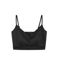 Suede VNeck Crop Top (With Chest Pad)