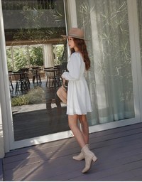 Heart Neck Twist Waist Cutout Mini Dress