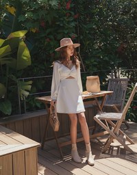 Heart Neck Twist Waist Cutout Mini Dress