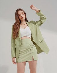 Gold Chain Detachable Shoulder Pad Blazer (With Belt)