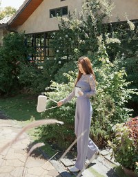 Sheer Lace Backless Jumpsuit Pants (With Inner Wear)