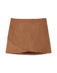 Overlap Suede Mini Skirt