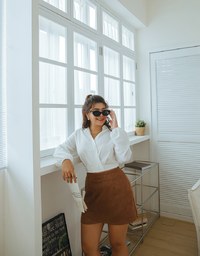 Overlap Suede Mini Skirt