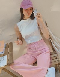 Turtleneck Sleeveless Crop Top