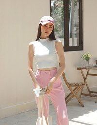 Turtleneck Sleeveless Crop Top
