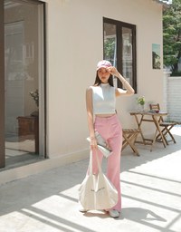 Turtleneck Sleeveless Crop Top