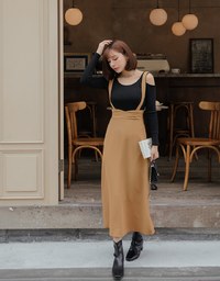 2WAYバックスリットハイウエストスリップワンピース