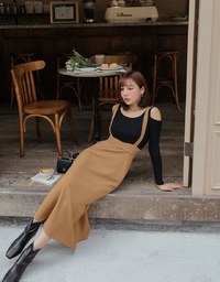 2WAYバックスリットハイウエストスリップワンピース