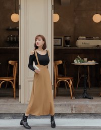2WAYバックスリットハイウエストスリップワンピース