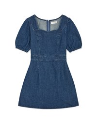 Retro Puff Sleeve Denim Mini Dress