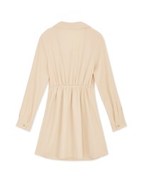 V Neck Diagonal Button Shirt Dress
