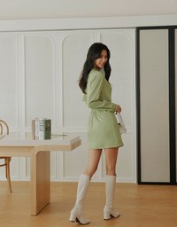 Trench Coat Fake Two Piece Hollow Mini Dress