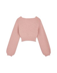Overlapped V Neck Short Sleeve Knit Crop Top