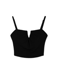 V Low-Cut Scrunch Crop Tank Top (With Chest Pad)