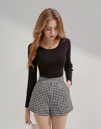 Houndstooth High Waist Slimming Shorts