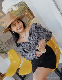 Plaid Strapless Button-Down Suede Mini Dress
