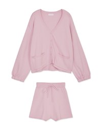 Laidback V Neck Loose Knit Short Set