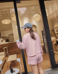 Laidback V Neck Loose Knit Short Set